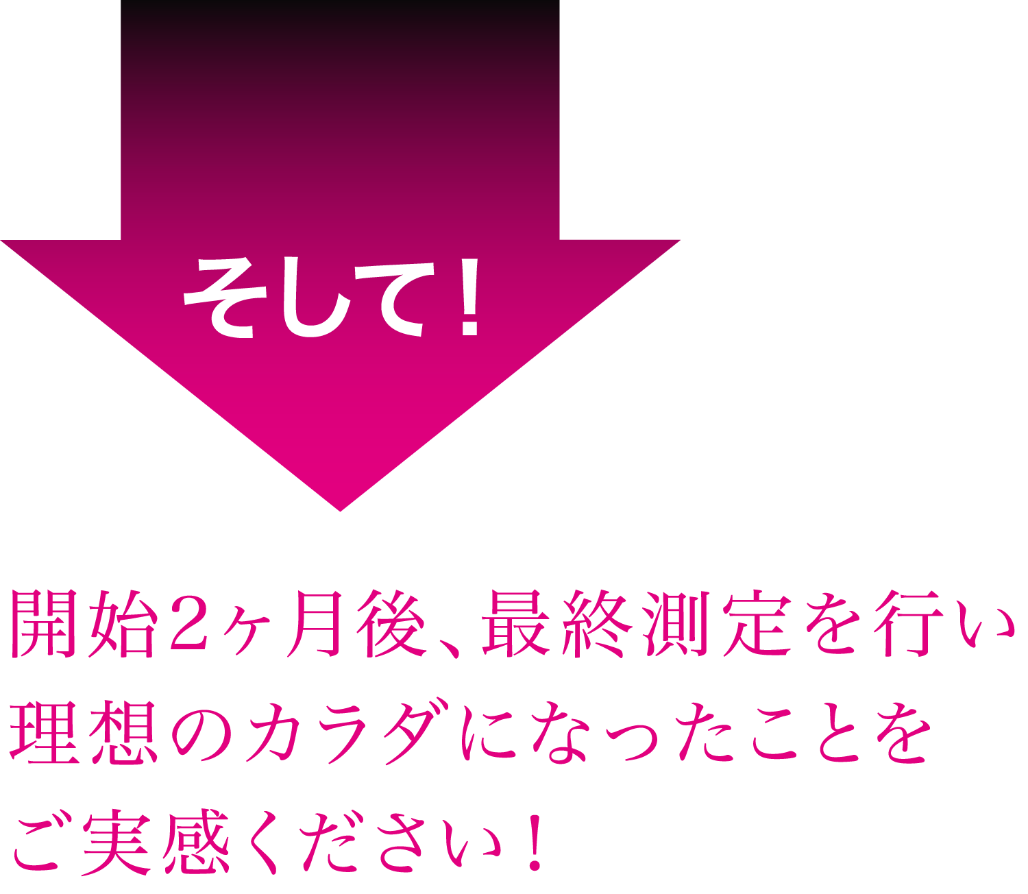 そして！ 開始2ヶ月後、最終測定を行い理想のカラダになったことをご実感ください！